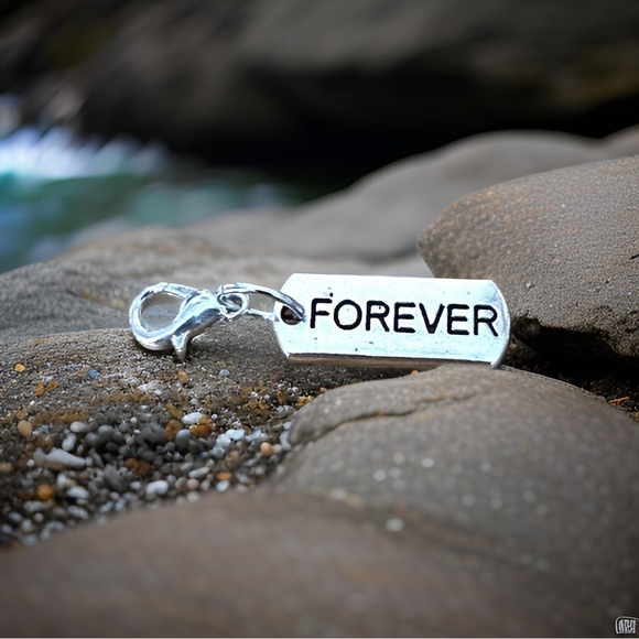 🔴 5 for $10 ONE FOREVER Silver Tone Inspirational Word Charm Lobster Clasp - Picture 1 of 5